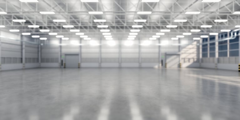 Modern warehouse with epoxy flooring